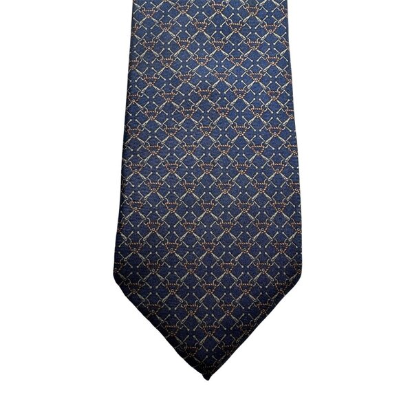 Guy Laroche Paris Navy Blue Patterned Silk Tie Cravates Luxury Formal Wear - Picture 6 of 7